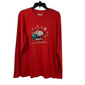 Jammies For Your Families Mens Long Sleeve Santa Shirt S Red 60% Cotton 40% Poly